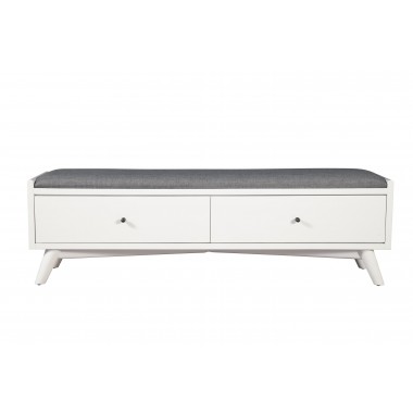 Alpine Furniture Flynn Bench, White - Front Angle