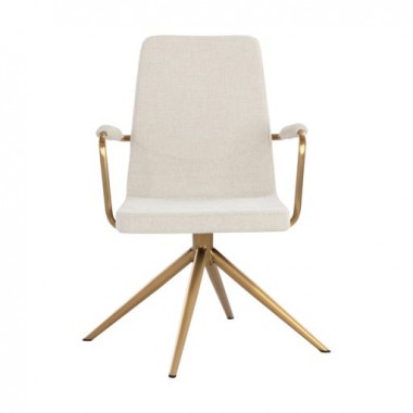 Sunpan Hilda Swivel Dining Armchair - Chacha Cream - Front Angle
