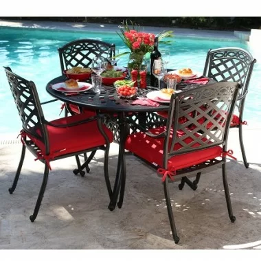 Infinita ComfortCare 5-Piece Dining Set - 48" Cast Aluminum Round