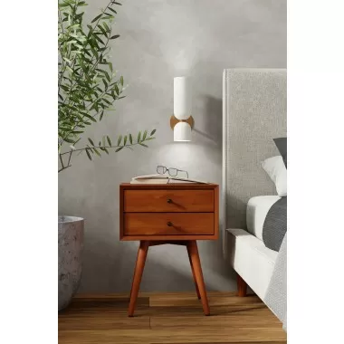 Alpine Furniture Flynn Small Nightstand in Acorn - Lifestyle