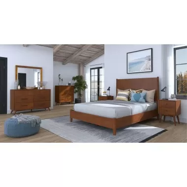 Alpine Furniture Flynn Standard King Platform Bed in Acorn - Lifestyle