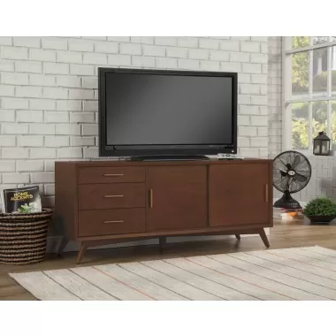 Alpine Furniture Flynn Large TV Console in Walnut - Lifestyle