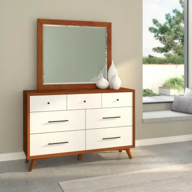 Alpine Furniture Flynn Dresser in Acorn/White - Single Glass