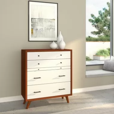  Alpine Furniture Flynn Chest in Acorn/White - 