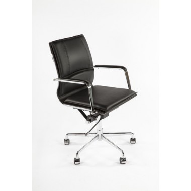 Stilnovo  Mid-Century Genuine Leather Executive Office Chair - Black