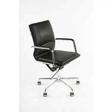 Stilnovo  Mid-Century Genuine Leather Executive Office Chair - Black