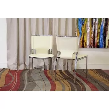 Baxton Studio Montclare Ivory Leather Modern Dining Chair - Set of 2