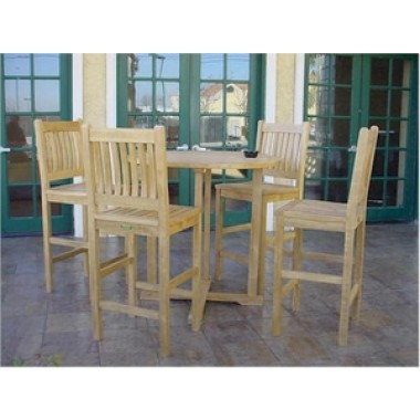 Anderson Teak Bahama 39" Round Bar Table and 4 Avalon Bar Chairs