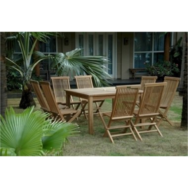 Anderson Teak Windsor 47" Square Table and Classic Folding Chair