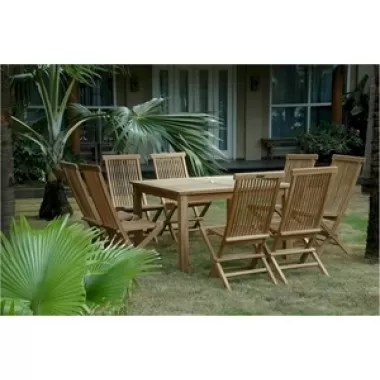 Anderson Teak Windsor 47" Square Table and Classic Folding Chair