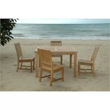 Anderson Teak 5 Piece Windsor 47" Square Table and Rialto Dining Chair Set 1