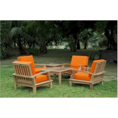 Anderson Teak Brianna Armchair with 32" Square Coffee Table and 22" Square Side Table 2-Tier