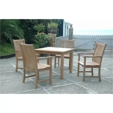 Anderson Teak Bahama 35" Square Bistro Table and 4 Chicago Dining Armchair-1