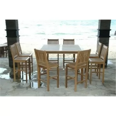 Anderson Teak Windsor 59" Square Bar Table and Avalon Bar Chair 1