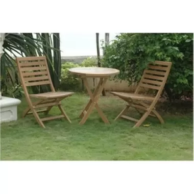 Anderson Teak Bahama 27" Bistro Round Folding Table and 2 Andrew Folding Chair 1