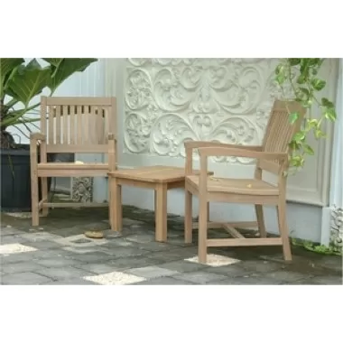 Anderson Teak Bahama 20" Mini Side Table with 2 Rialto Arm Chair lifestyle 1