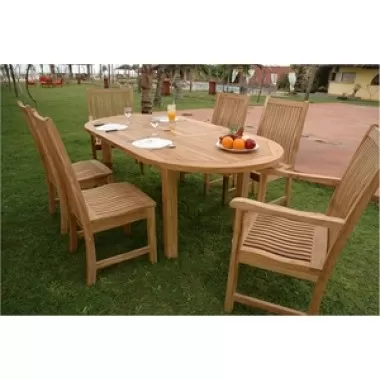 Anderson Teak Bahama 78" Oval Ext. Table with Chicago Dining Armchair and Chicago Dining Chair 1