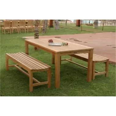 Anderson Teak Bahama Rectangular Dining Table and Hampton Backless Bench 1
