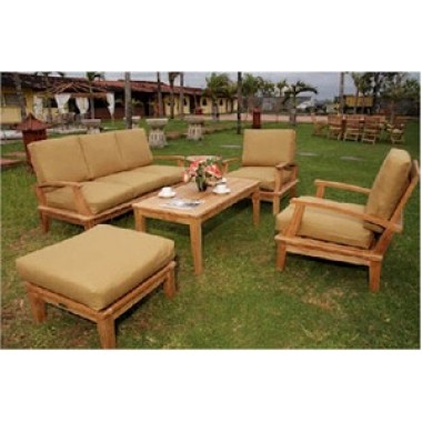 Anderson Teak Brianna Armchair with Sofa and Rectangular Coffee Table and Ottoman