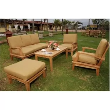 Anderson Teak Brianna Armchair with Sofa and Rectangular Coffee Table and Ottoman 1