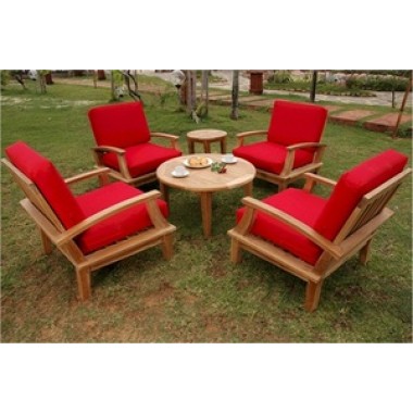 Anderson Teak Brianna Deep Seating Armchair with 35" Round Coffee Table and 20" Round Side Table