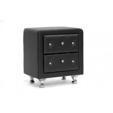 Baxton Studio Stella Crystal Tufted Upholstered Modern Nightstand