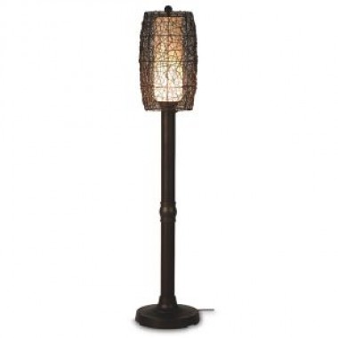 Patio Concepts Bristol 58"/70" Floor Lamp with 2"/3" in Random Weave Walnut Wicker Barrel Shade