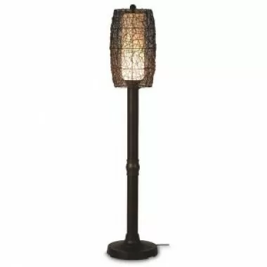 Patio Concepts Bristol 58"/70" Floor Lamp with 2"/3" in Random Weave Walnut Wicker Barrel Shade