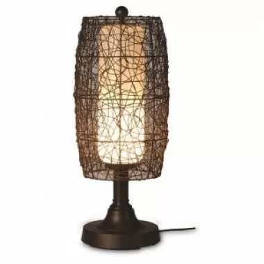 Patio Concepts Bristol 30" Table Lamp with 2" in Random Weave Walnut Wicker Barrel Shade