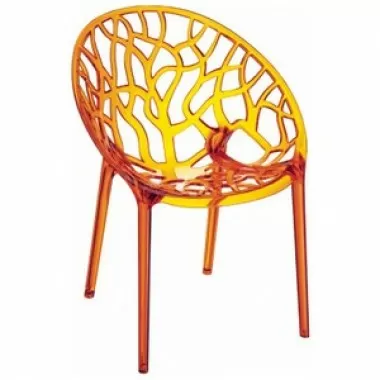 Compamia Crystal Polycarbonate Modern Dining Chair Transparent Orange - Set of 2