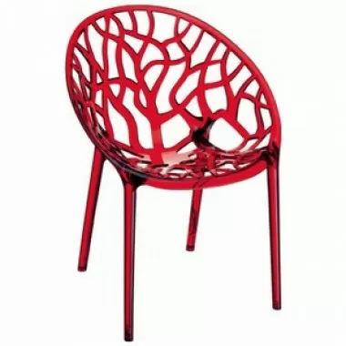 Compamia Crystal Polycarbonate Modern Dining Chair Transparent Red - Set of 2
