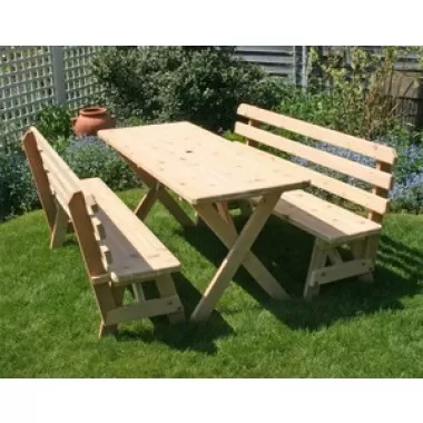 Creekvine Designs Cedar 27" Wide 6' Cross Legged Picnic Table with (2) 6' Backed Benches