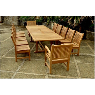 Anderson Teak Valencia 117" Double Ext. Table with 2 pcs Sahara dining Armchair and 10 pcs dining Chair