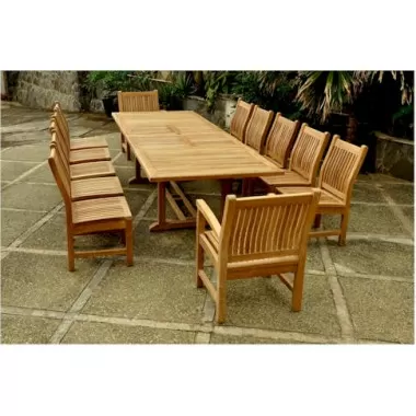Anderson Teak Valencia 117" Double Ext. Table with 2 pcs Sahara dining Armchair and 10 pcs dining Chair 1