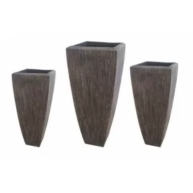 Screen Gems Sandstone Ribbed Long Square Planter - Set of 3