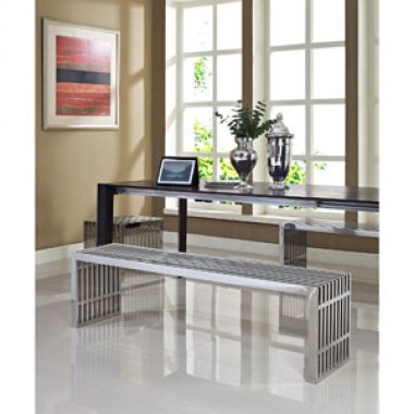 Modway Gridiron Benches Set of 3 in Silver