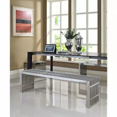 Modway Gridiron Benches Set of 3 in Silver