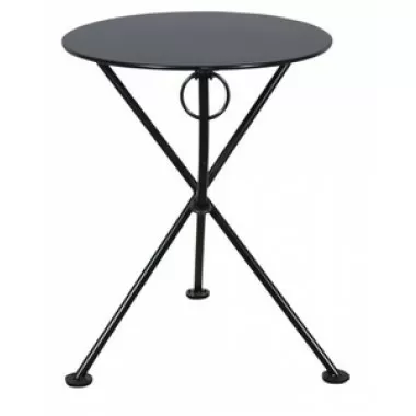 Furniture Designhouse French Cafe Bistro 24' Round Folding Table - Powder Coated Steel Top and Legs - Jet Black and Black Green