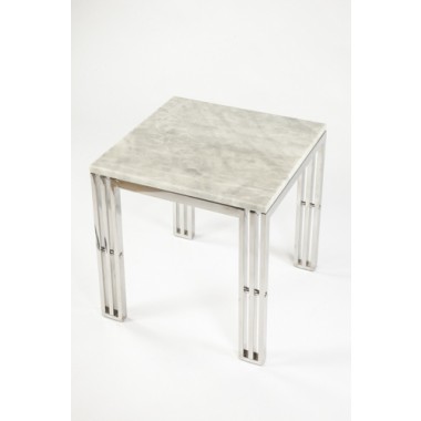 Stilnovo End Table With Carrara Marble and Stainless Steel Frame