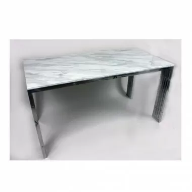 Stilnovo Dining Table With Carrara Marble and Stainless Steel Frame