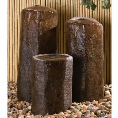 Fireside America Hargrove Outdoor 40 Inches Basalt Column Fountain Kit - Dark Brown