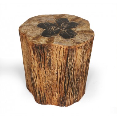 Stilnovo Good Form Tree Trunk Side Table with Petrified Wood Inlay