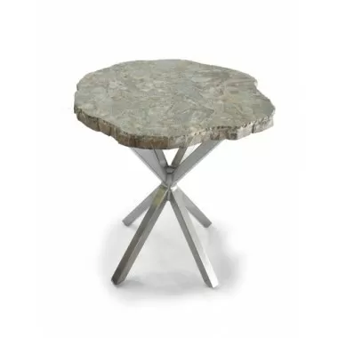 Stilnovo Good Form Malachite Stone Top with Star Shaped Steel Base in a Hand Rubbed Finish