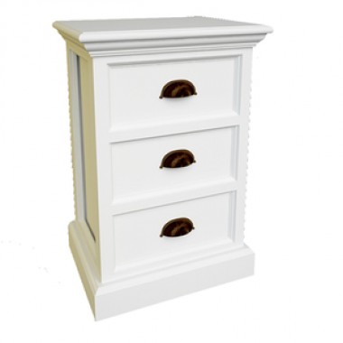 Nova Solo HALIFAX White Mahogany Nightstand with 3 Drawers