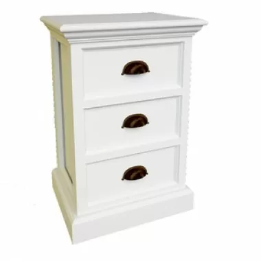 Nova Solo HALIFAX White Mahogany Nightstand with 3 Drawers