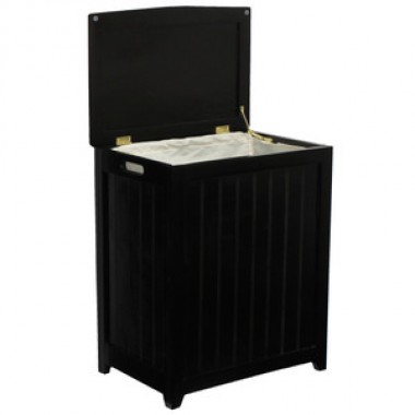 Mahogany Finished Rectangular Laundry Wood Hamper
