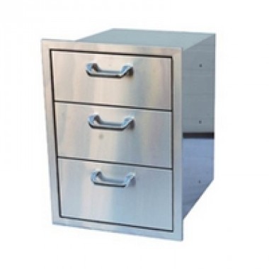 Outdoor Greatroom Company 3-Drawer Cabinet - Stainless Steel - Front Side View