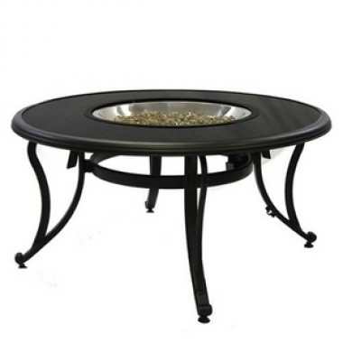 Outdoor Greatroom Company Black Glass - Fire Pit Table - Front Side Angle