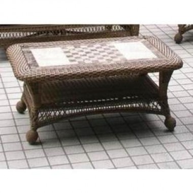Outdoor Greatroom Company Naples Coffee Table w/Aldon-Sealed Smooth Stone Top - Lifestyle