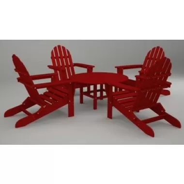 Poly-Wood Classic Adirondack 5-Pc. Conversation Group in Sunset Red